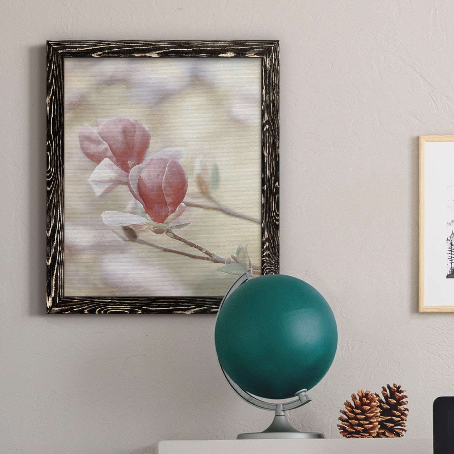 Blooming Hearts - Barnwood Framed Canvas Print