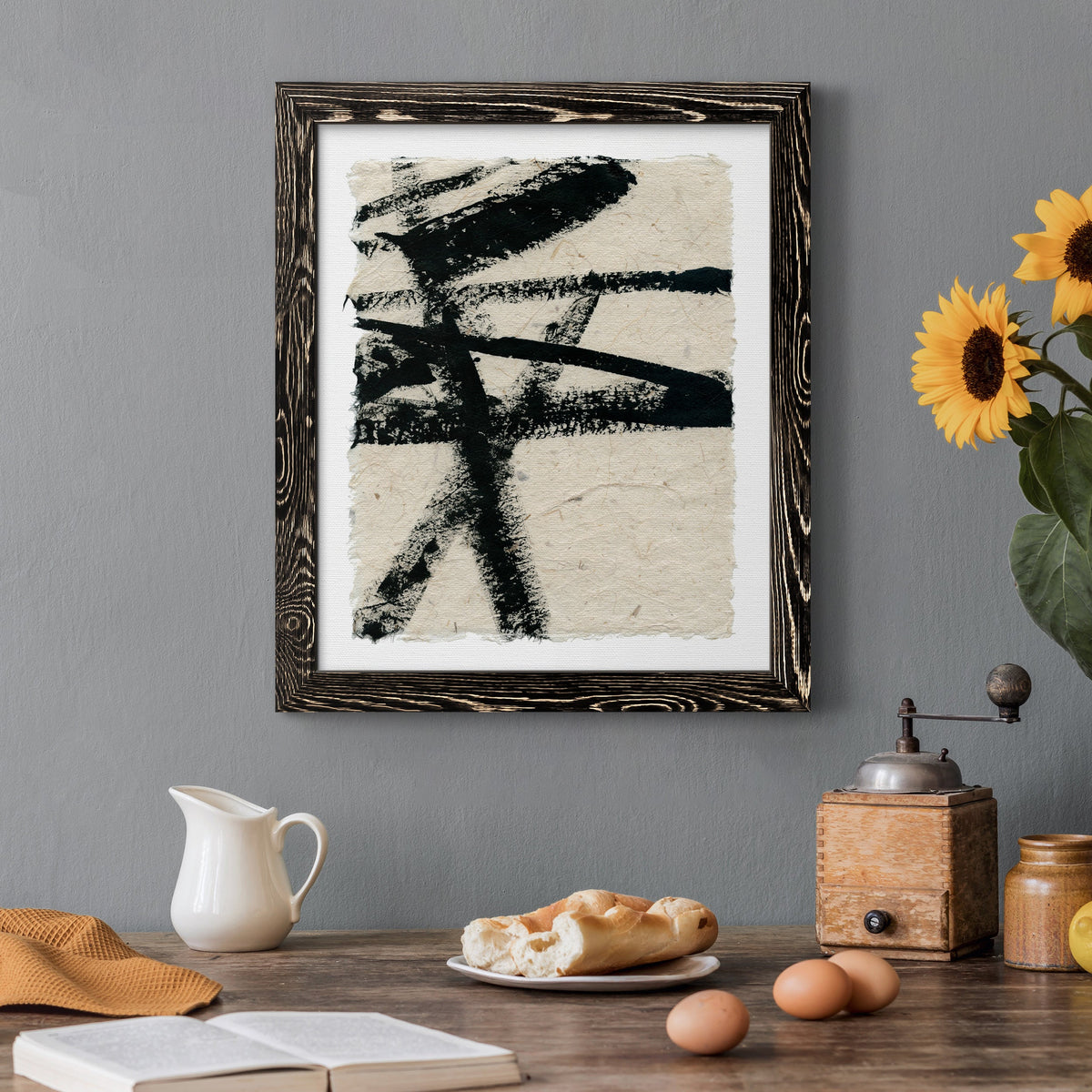 Lines Crossed III - Barnwood Framed Canvas Print