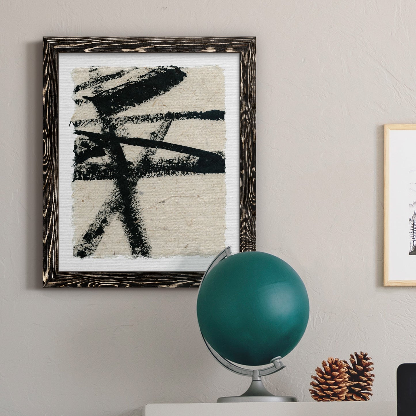 Lines Crossed III - Barnwood Framed Canvas Print