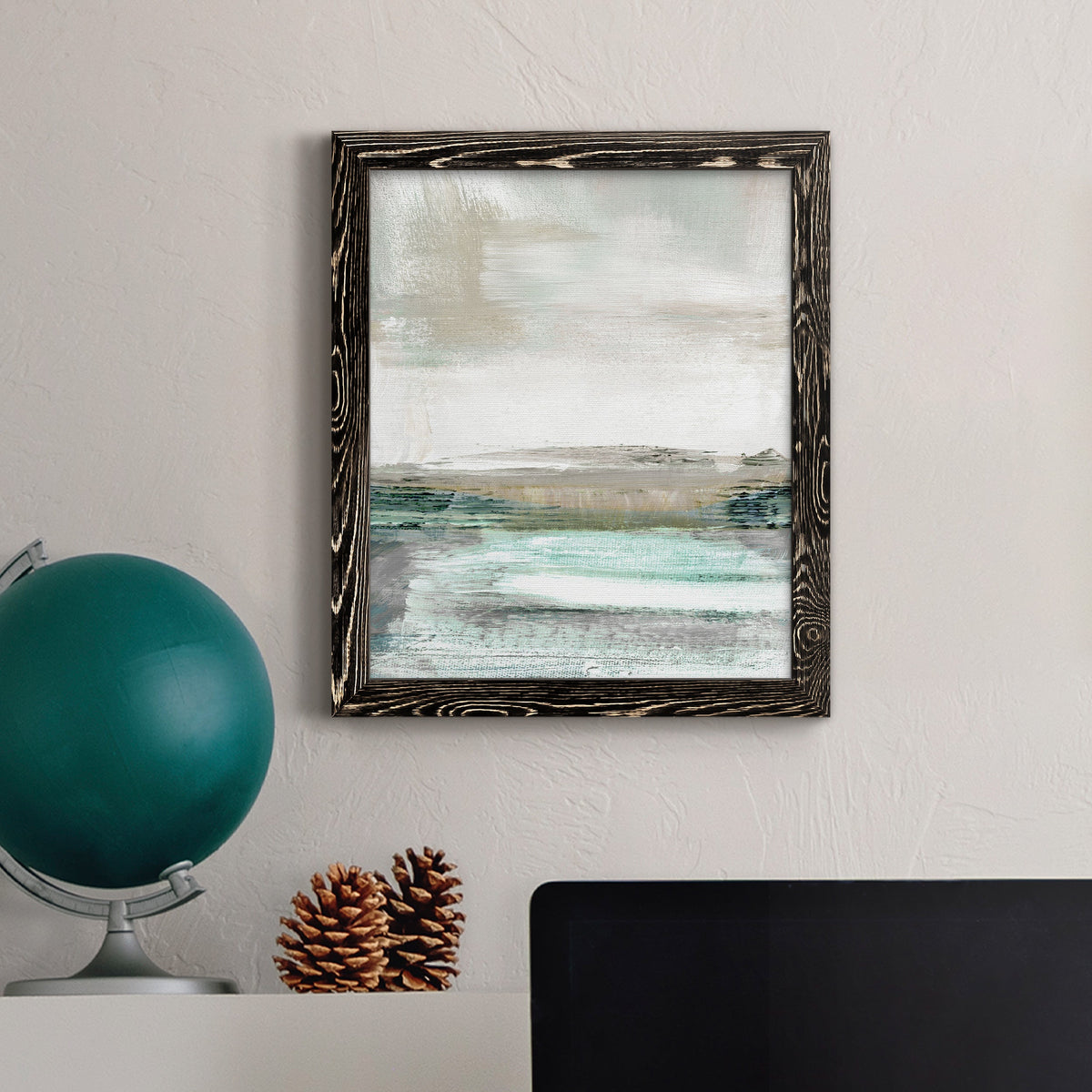 Summer Teal I - Barnwood Framed Canvas Print