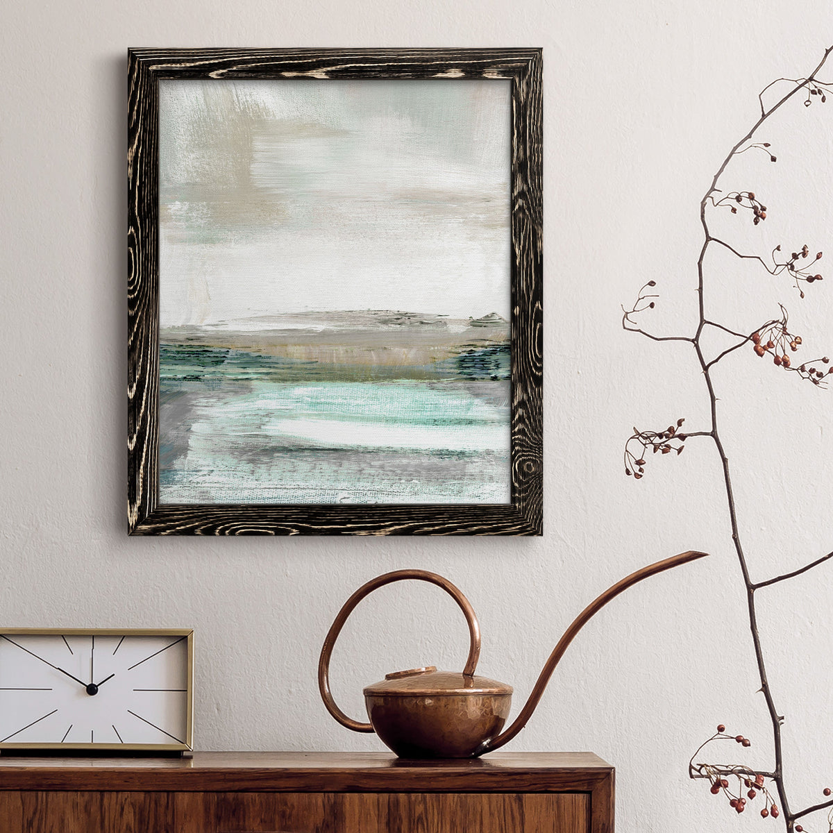 Summer Teal I - Barnwood Framed Canvas Print