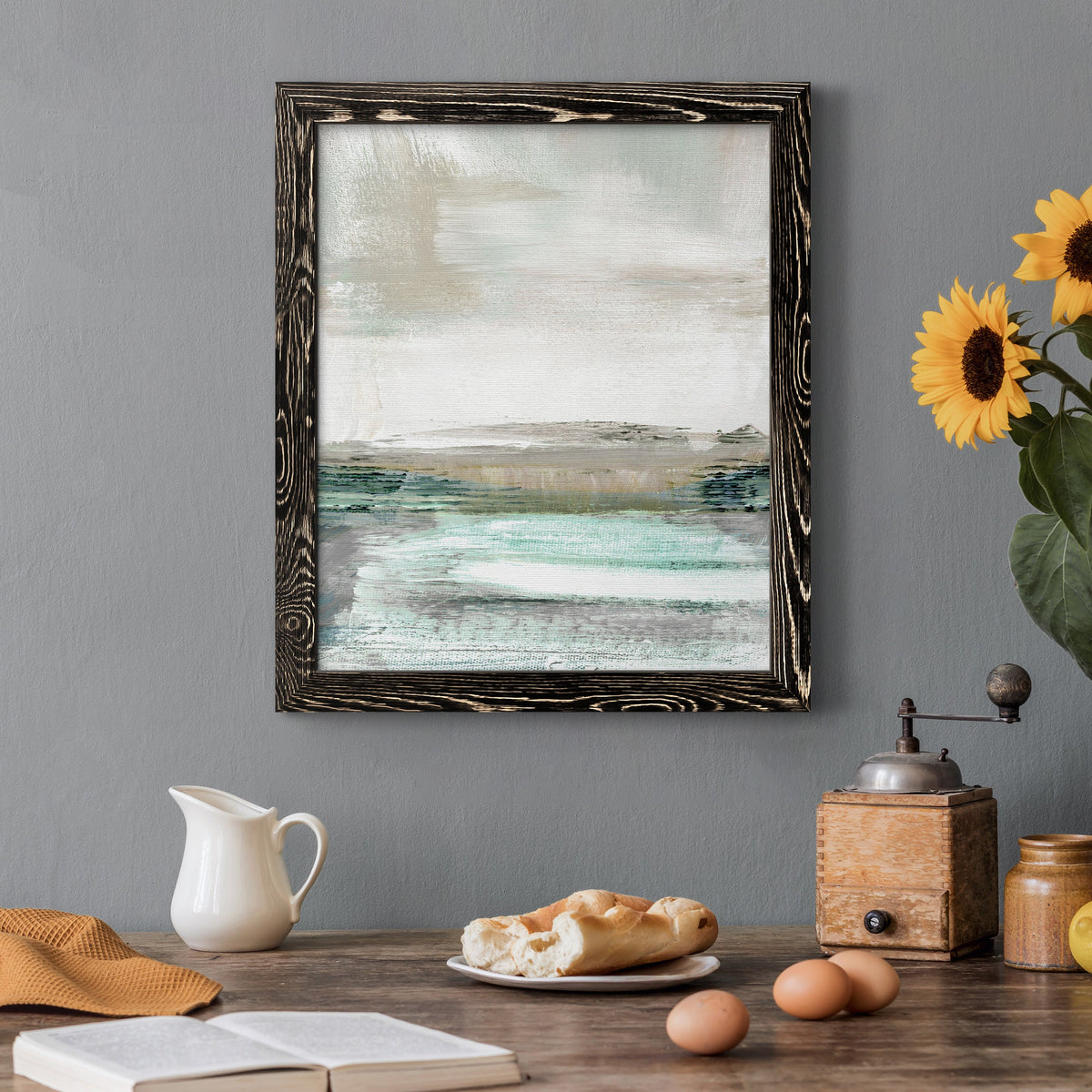 Summer Teal I - Barnwood Framed Canvas Print