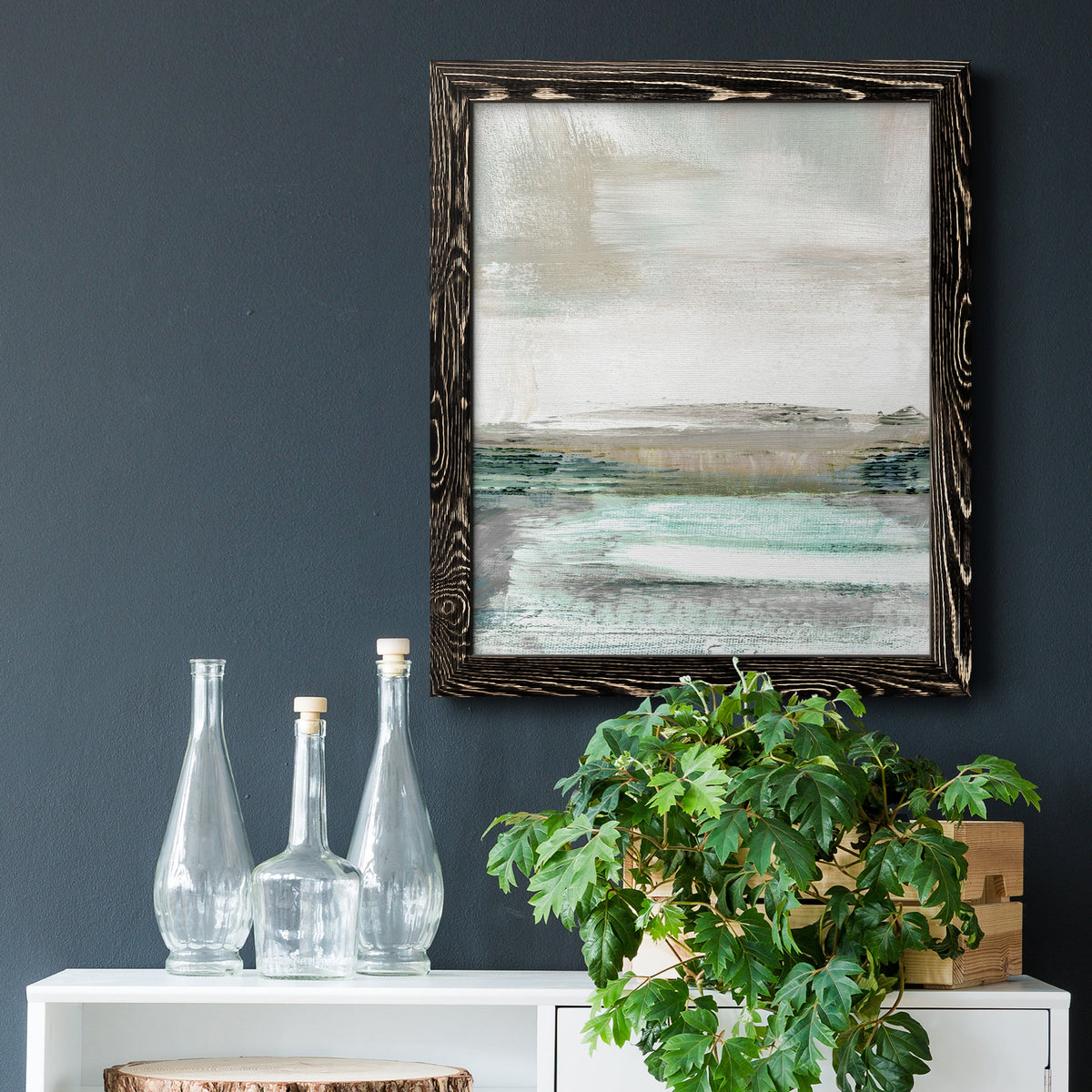 Summer Teal I - Barnwood Framed Canvas Print