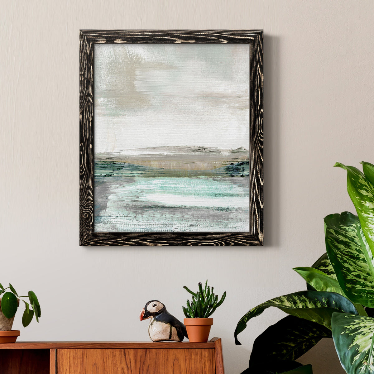 Summer Teal I - Barnwood Framed Canvas Print