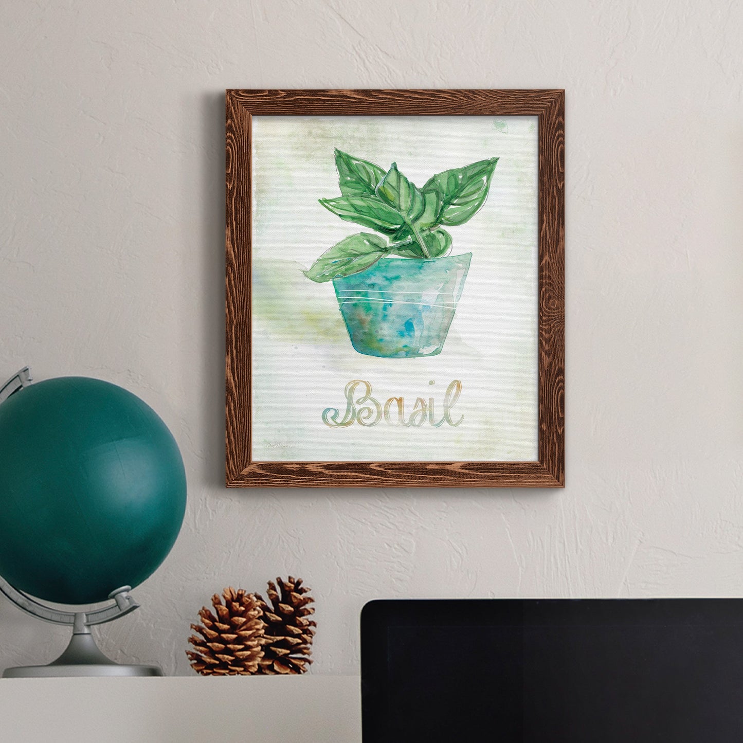Potted Basil - Barnwood Framed Canvas Print