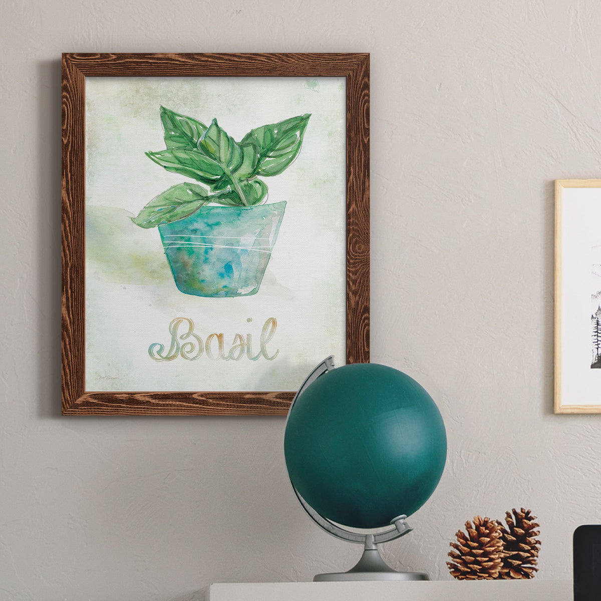Potted Basil - Barnwood Framed Canvas Print