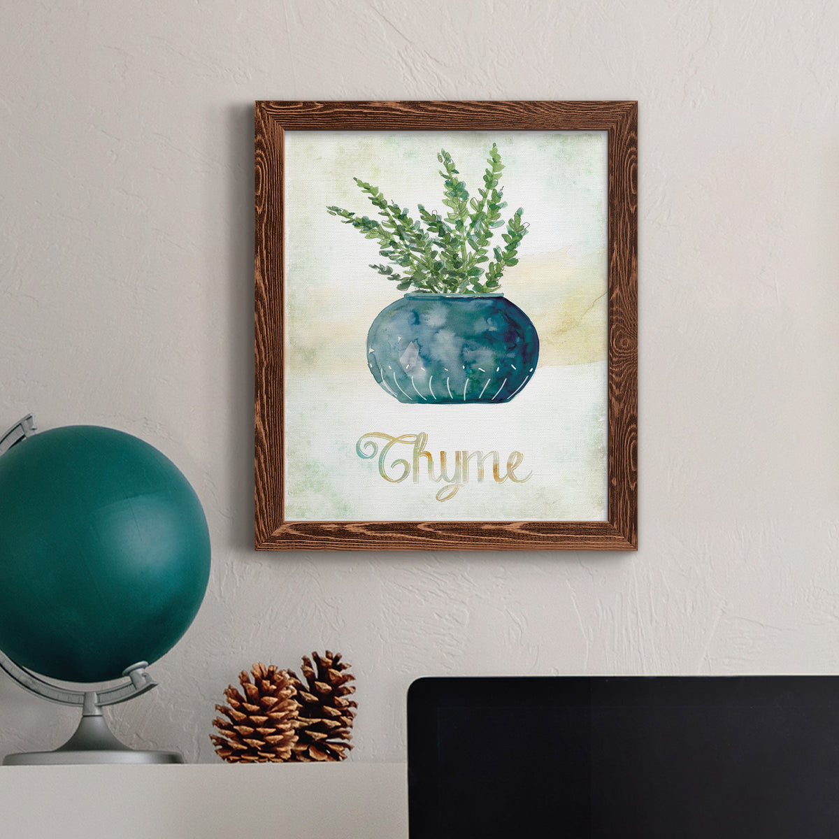 Potted Thyme - Barnwood Framed Canvas Print