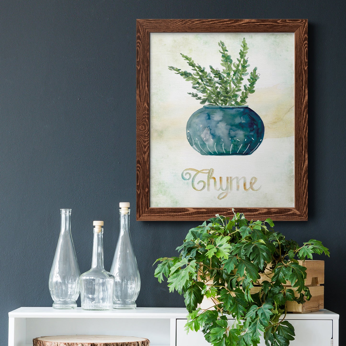 Potted Thyme - Barnwood Framed Canvas Print