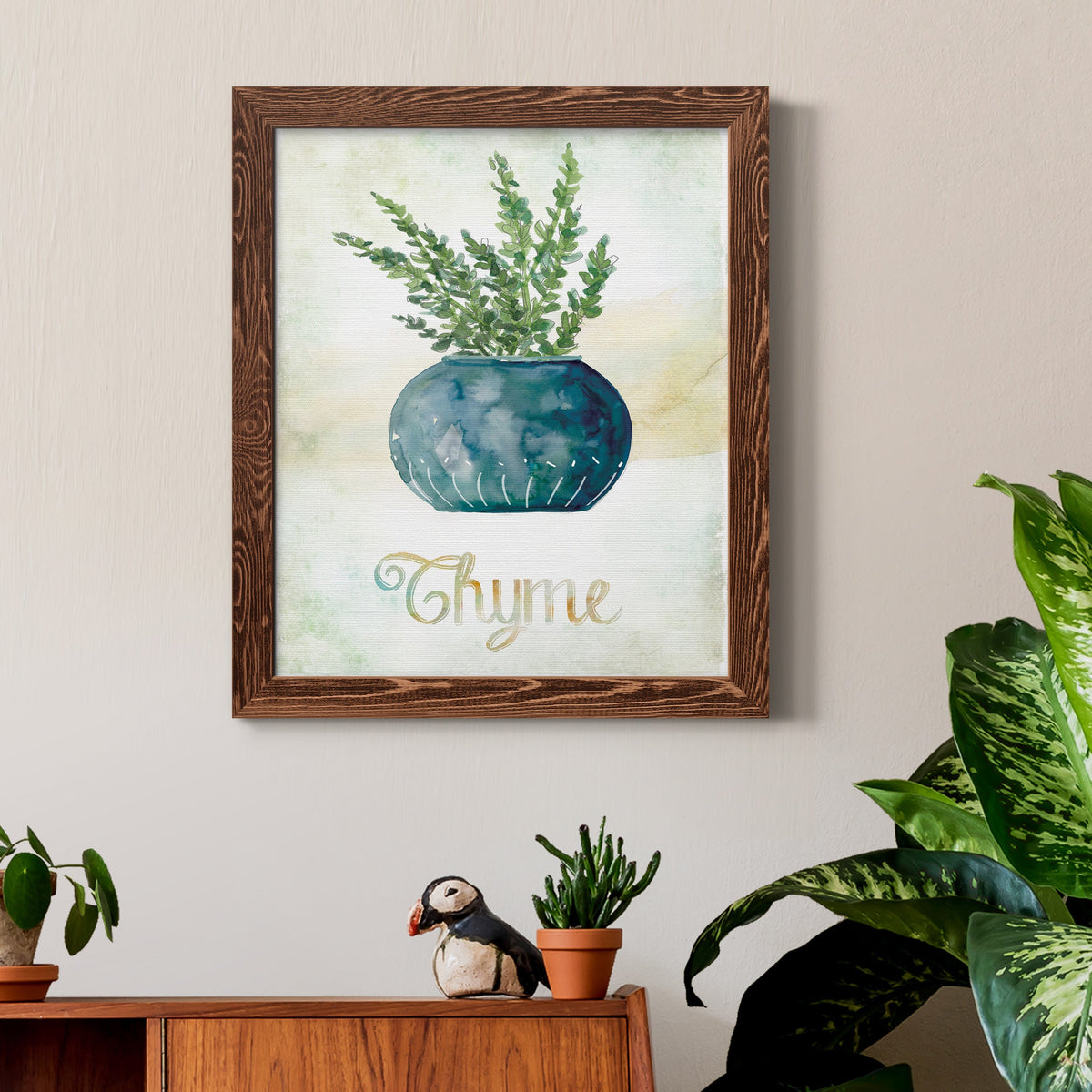 Potted Thyme - Barnwood Framed Canvas Print