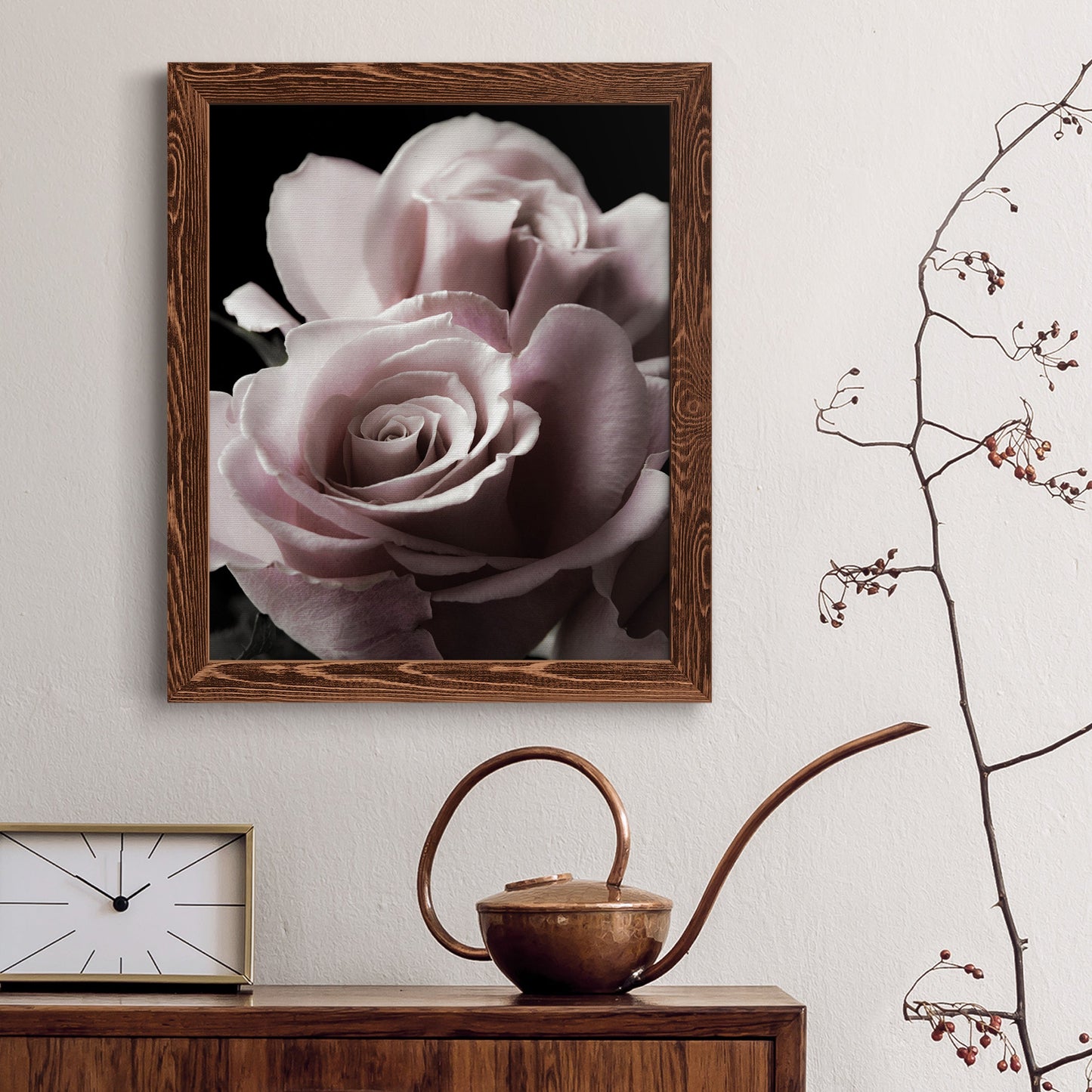 Rose Noir II - Barnwood Framed Canvas Print