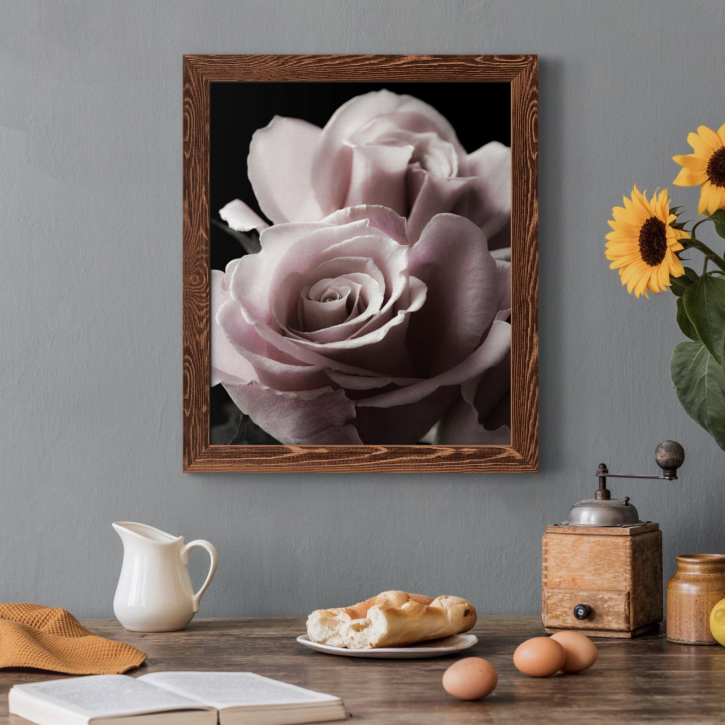 Rose Noir II - Barnwood Framed Canvas Print