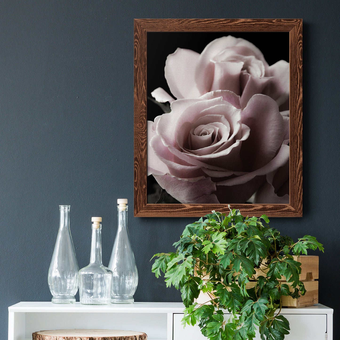 Rose Noir II - Barnwood Framed Canvas Print