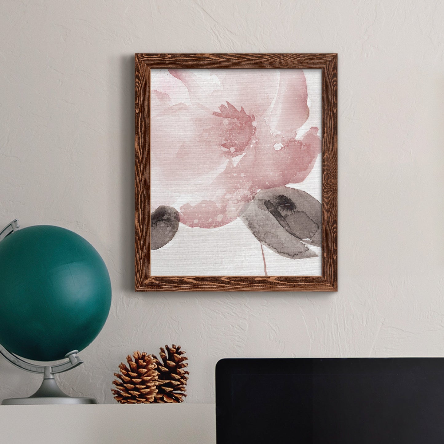 Blush Bloom I - Barnwood Framed Canvas Print