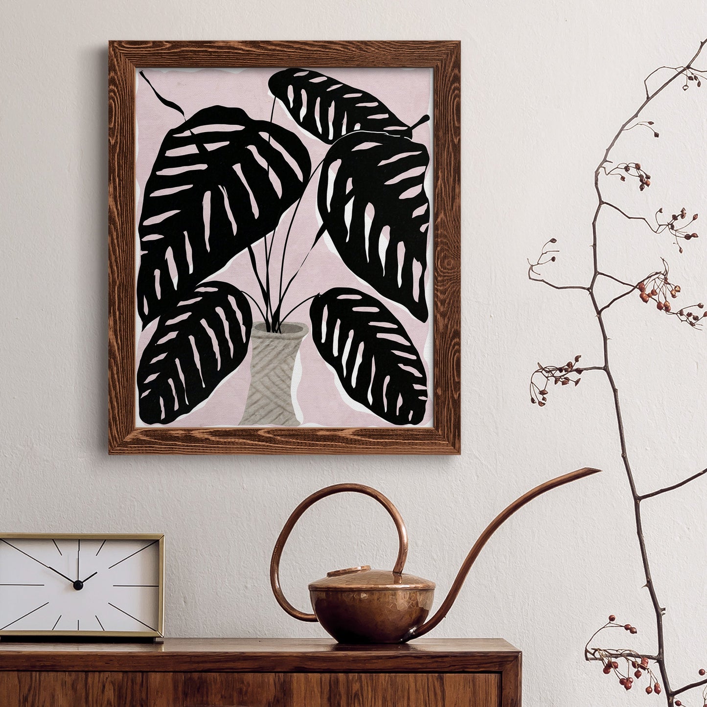 Potted Plant I - Barnwood Framed Canvas Print
