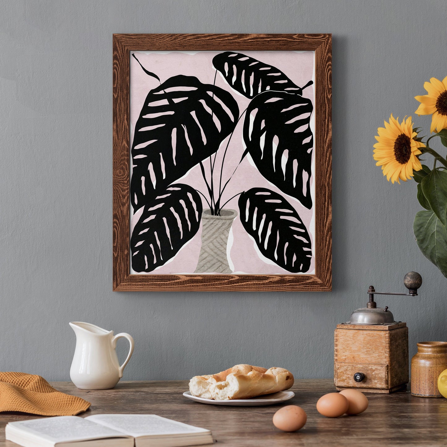 Potted Plant I - Barnwood Framed Canvas Print
