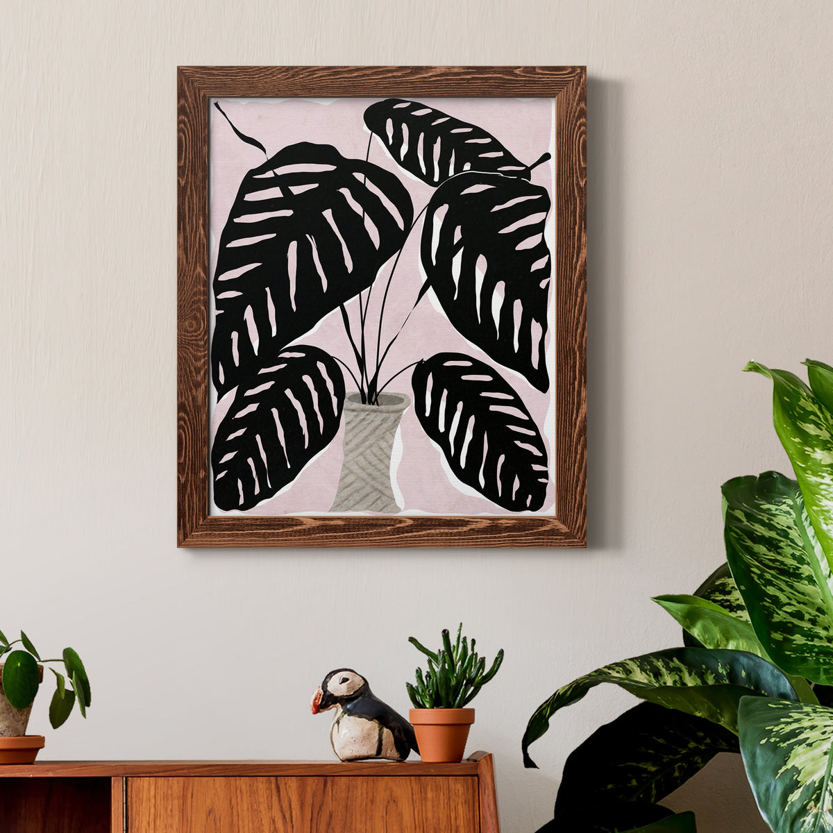 Potted Plant I - Barnwood Framed Canvas Print