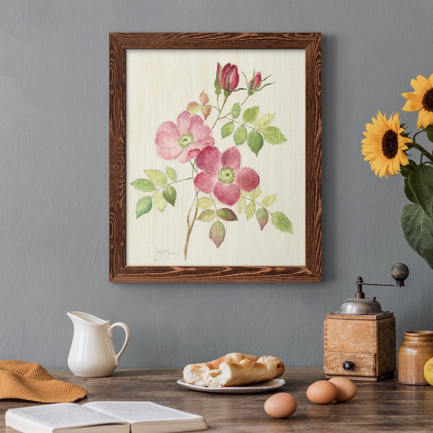 Dusty Rose I - Barnwood Framed Canvas Print