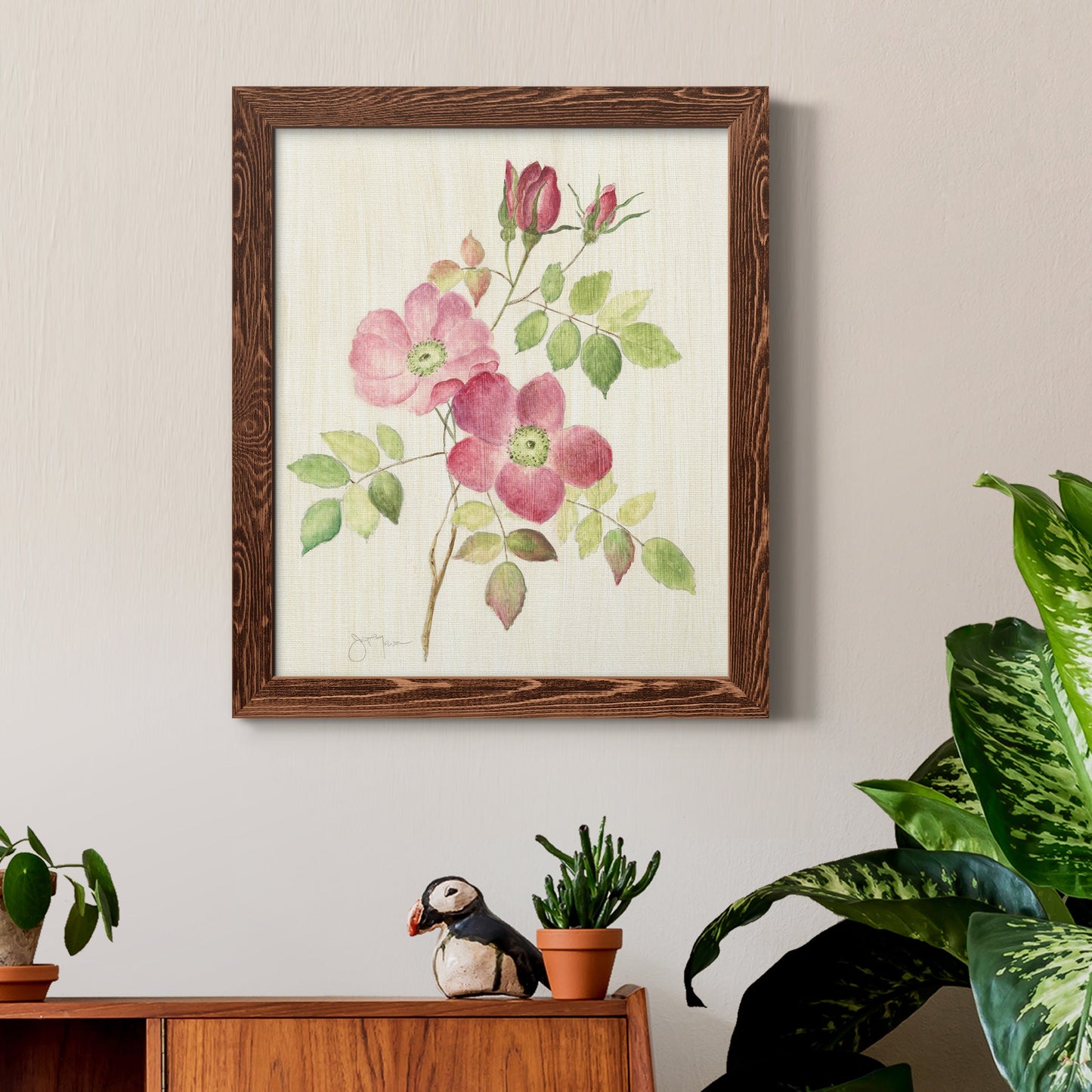 Dusty Rose I - Barnwood Framed Canvas Print