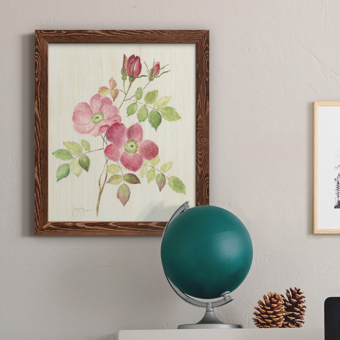 Dusty Rose I - Barnwood Framed Canvas Print