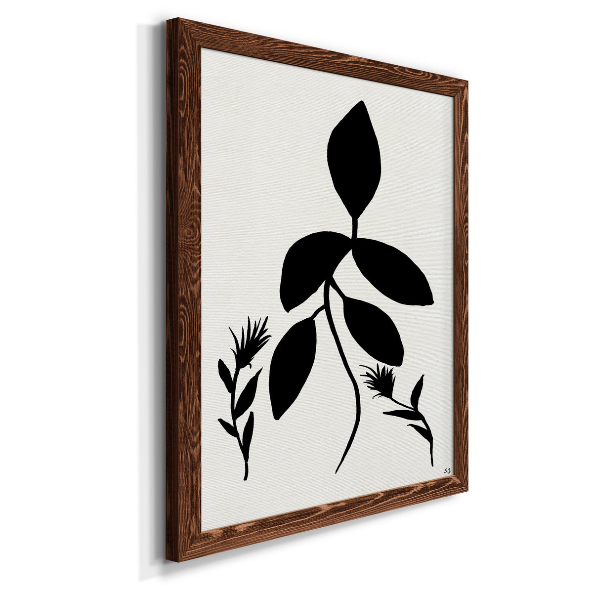 Silhouette Garden I - Barnwood Framed Canvas Print