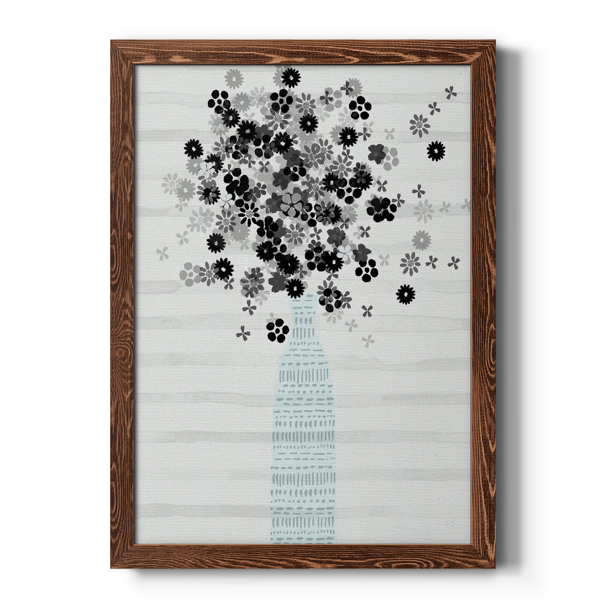 Bouquet of Black & White - Barnwood Framed Canvas Print