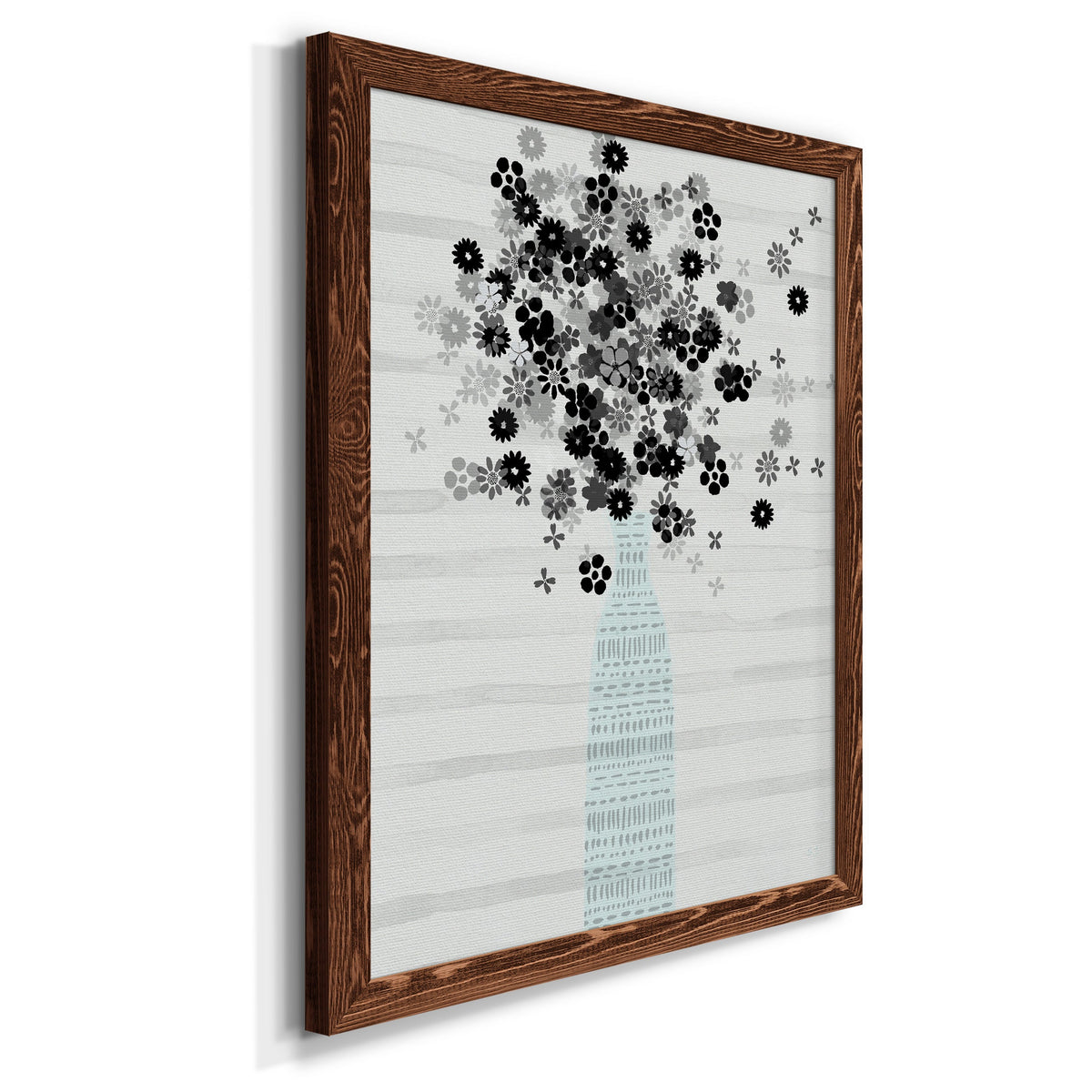 Bouquet of Black & White - Barnwood Framed Canvas Print