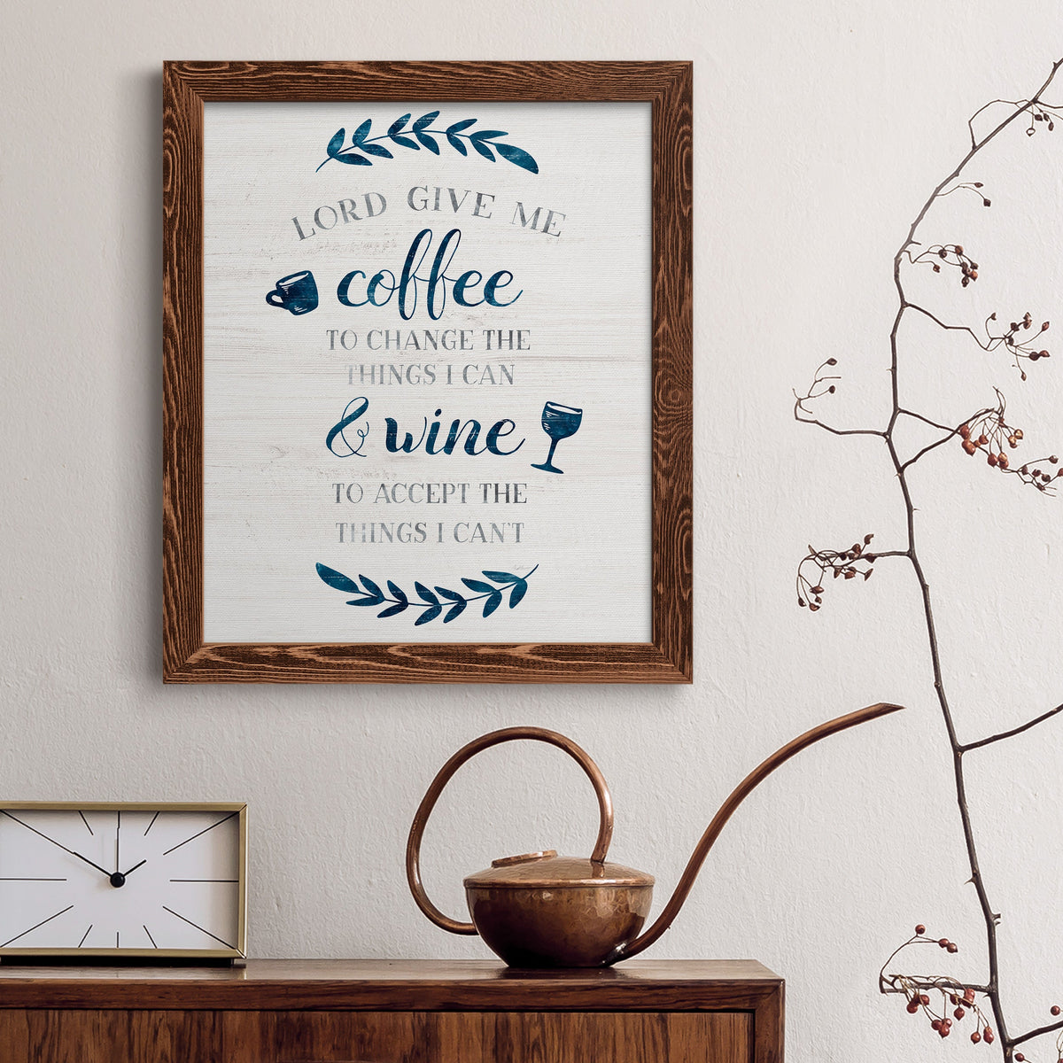 Coffee & Wine - Barnwood Framed Canvas Print
