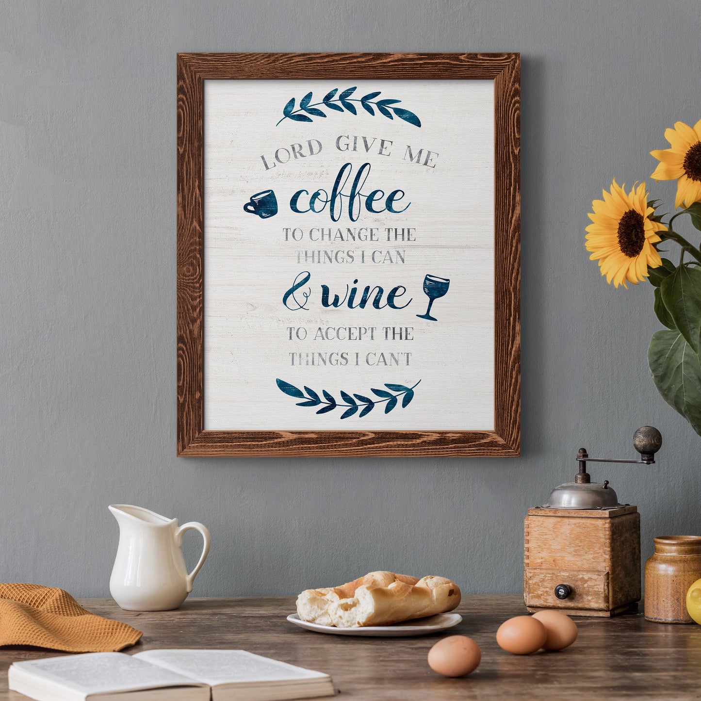 Coffee & Wine - Barnwood Framed Canvas Print