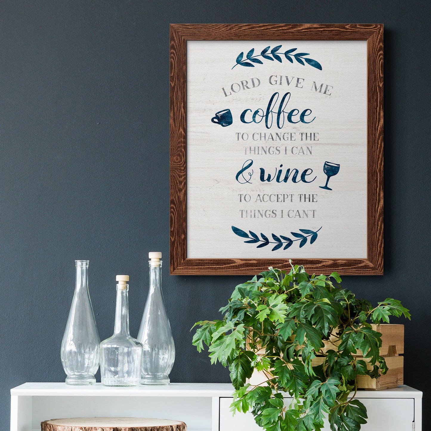 Coffee & Wine - Barnwood Framed Canvas Print
