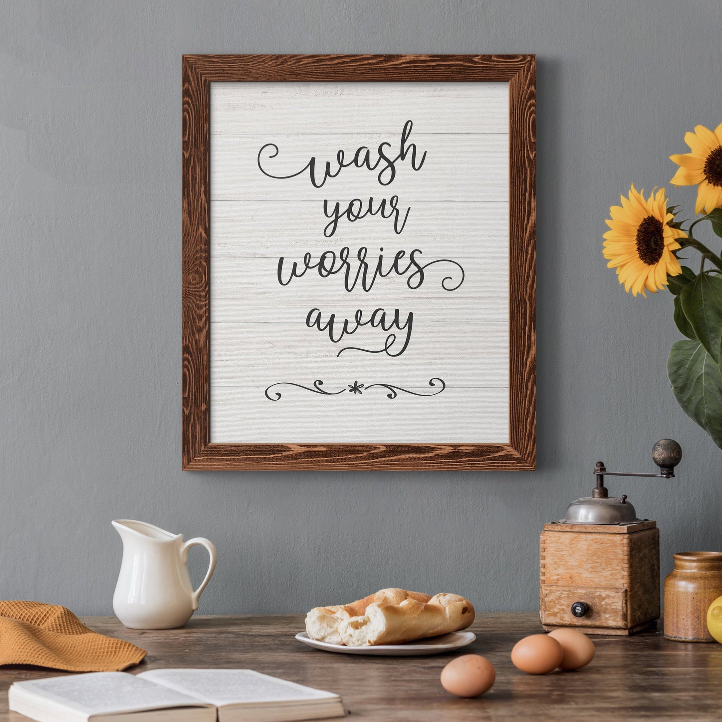 Wash Worries - Barnwood Framed Canvas Print