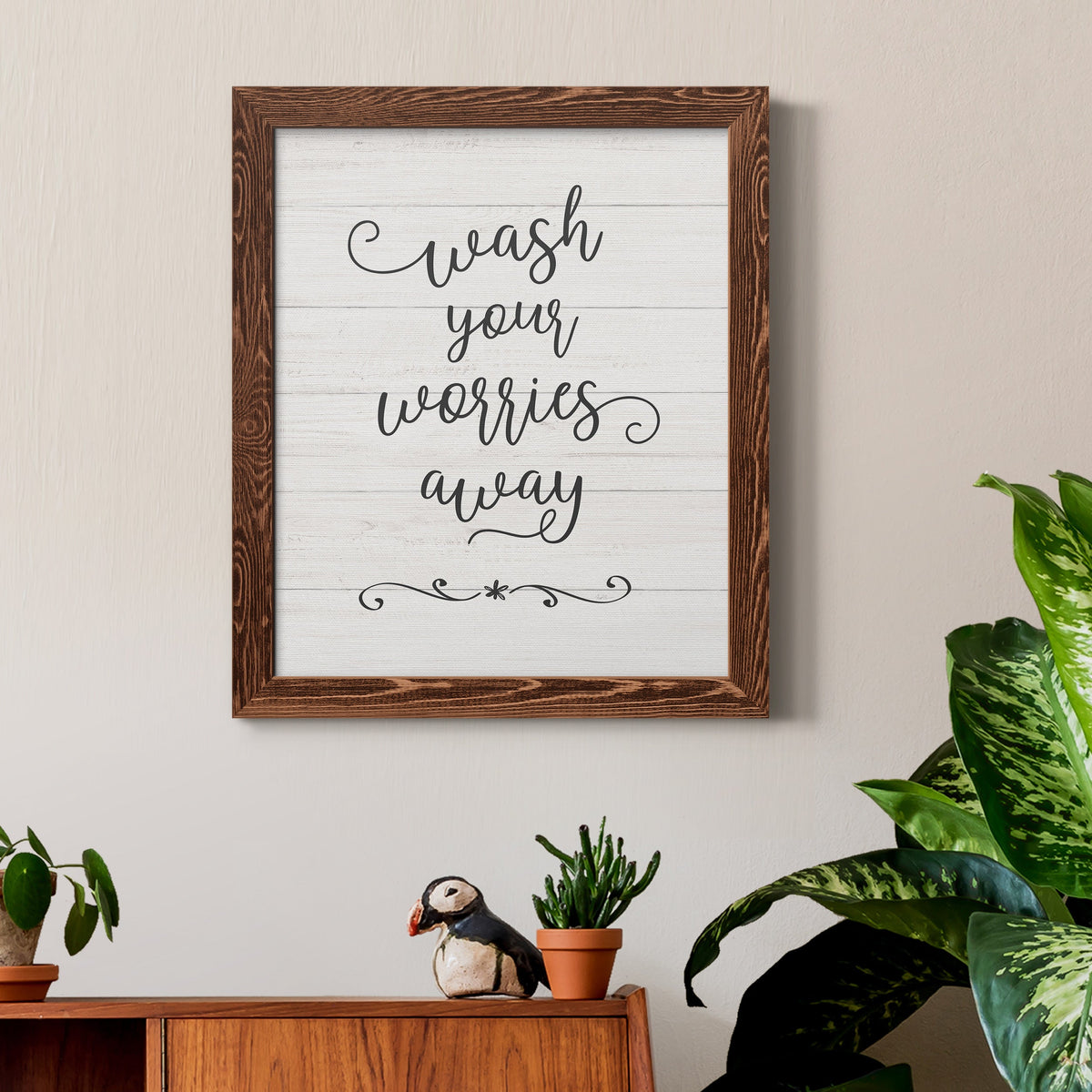 Wash Worries - Barnwood Framed Canvas Print