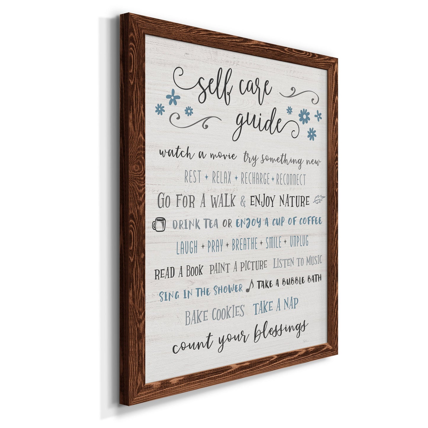 Guide to Self Care - Barnwood Framed Canvas Print