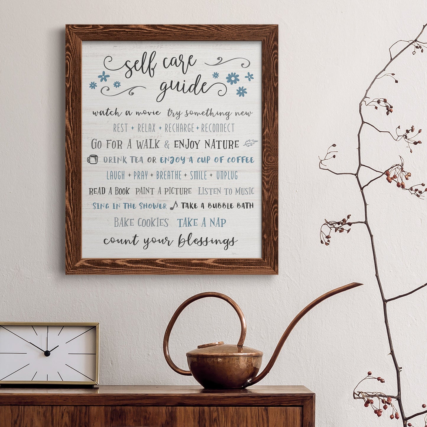 Guide to Self Care - Barnwood Framed Canvas Print