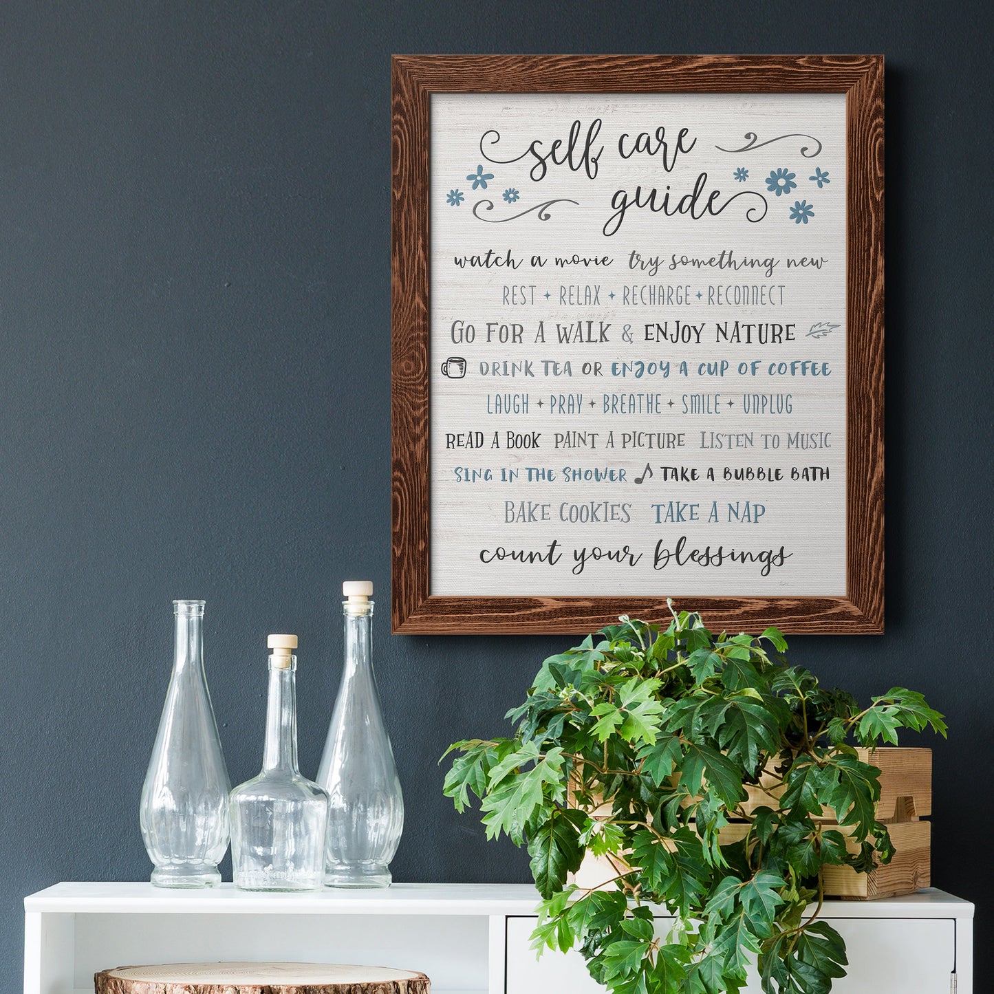 Guide to Self Care - Barnwood Framed Canvas Print