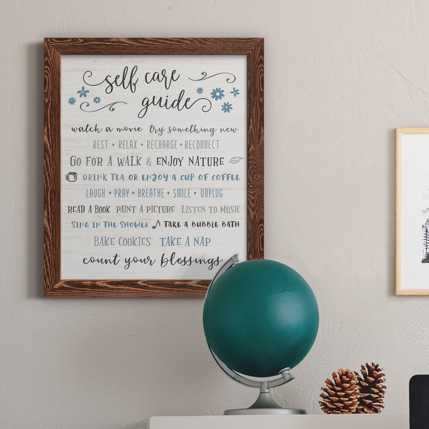 Guide to Self Care - Barnwood Framed Canvas Print