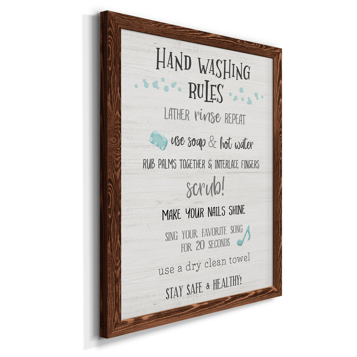 Stay Safe Rules - Barnwood Framed Canvas Print