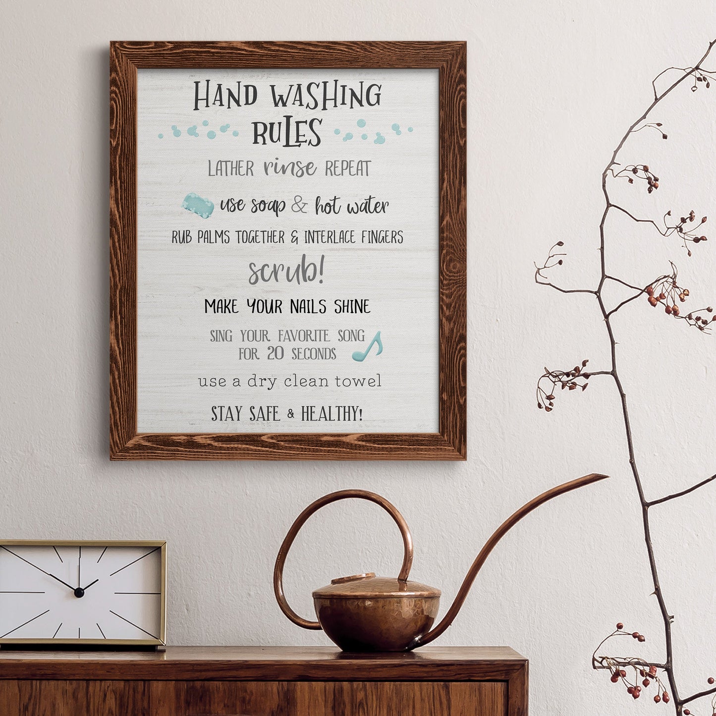Stay Safe Rules - Barnwood Framed Canvas Print