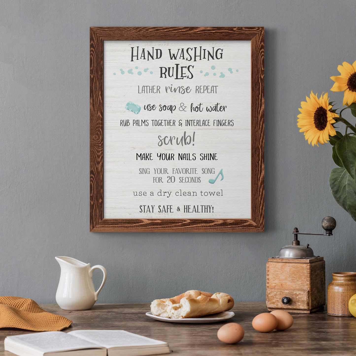 Stay Safe Rules - Barnwood Framed Canvas Print