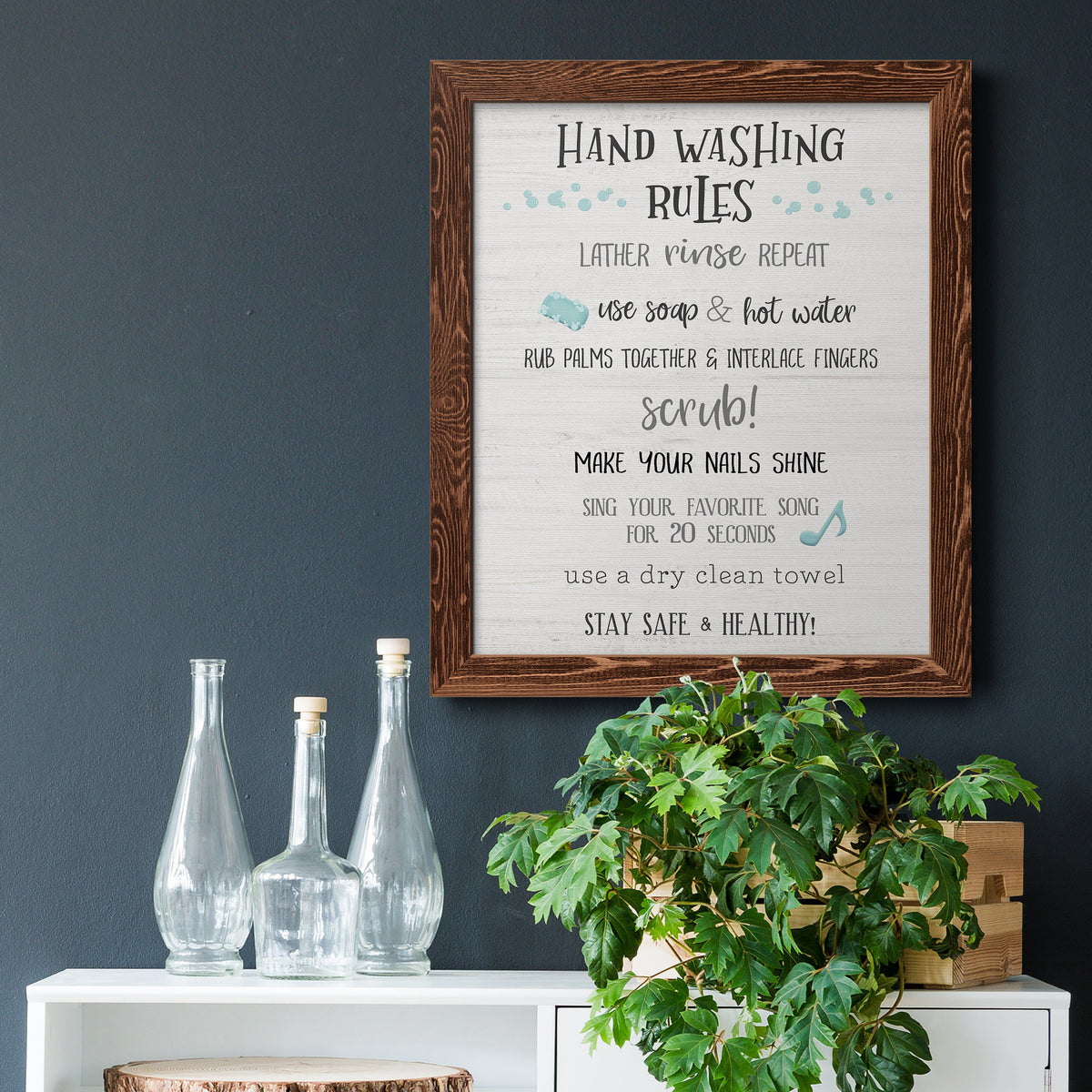 Stay Safe Rules - Barnwood Framed Canvas Print
