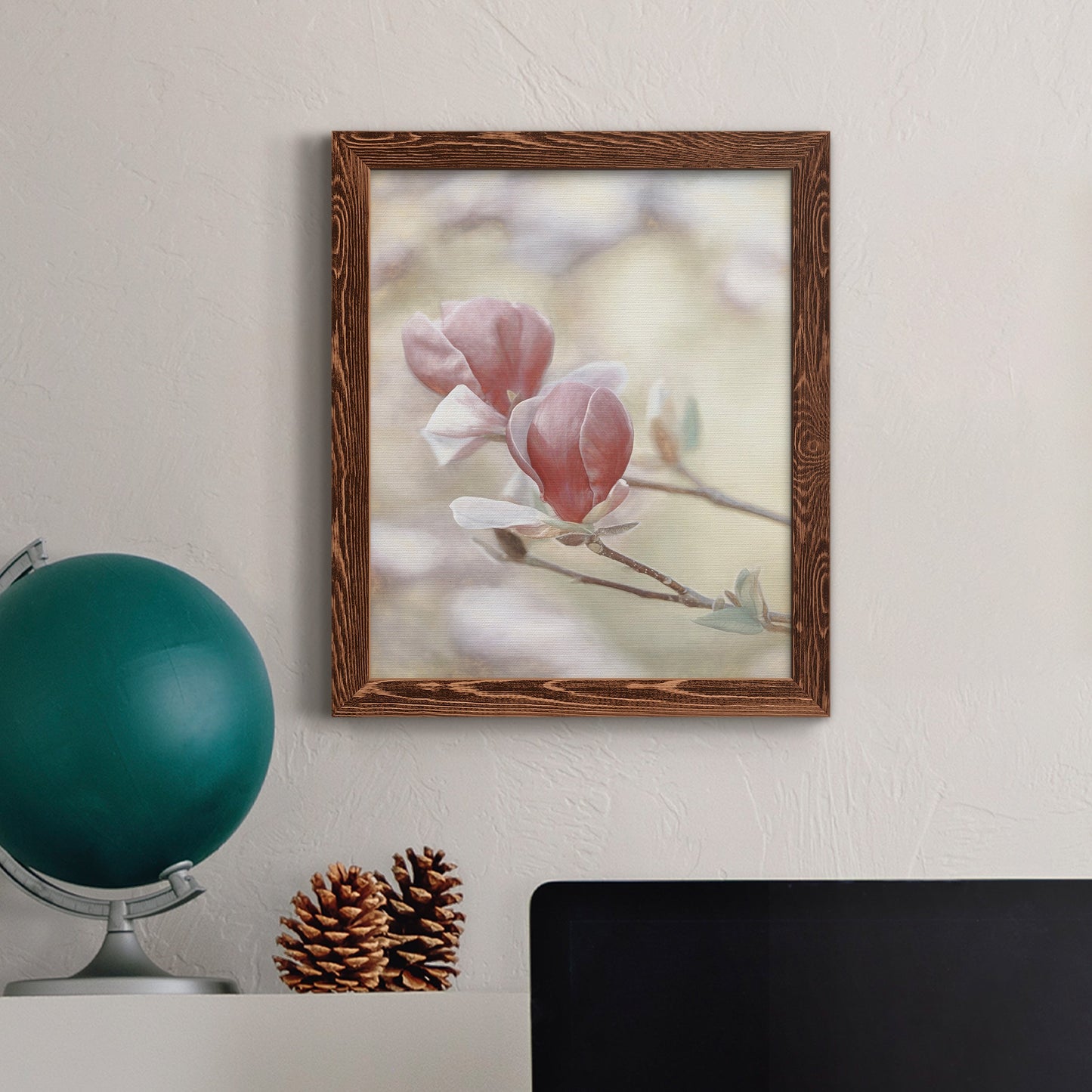Blooming Hearts - Barnwood Framed Canvas Print