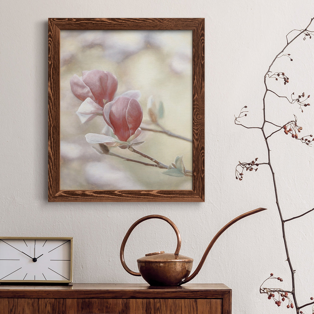 Blooming Hearts - Barnwood Framed Canvas Print
