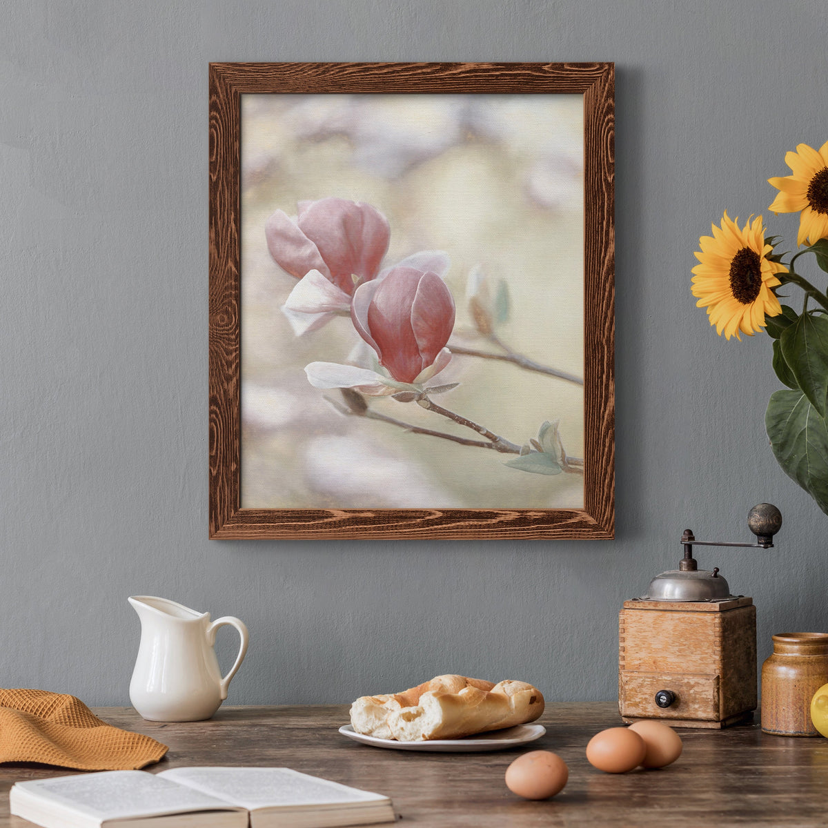 Blooming Hearts - Barnwood Framed Canvas Print