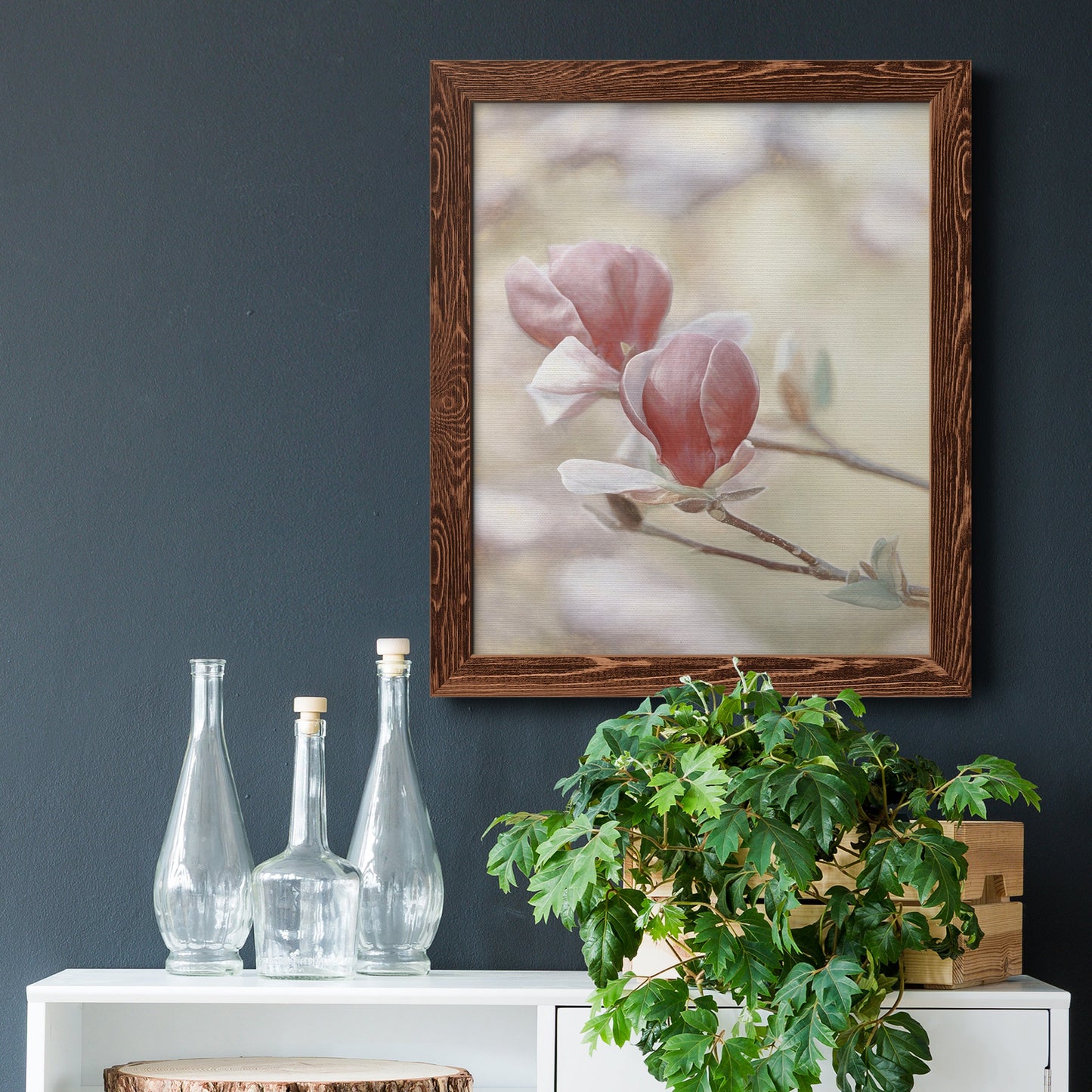 Blooming Hearts - Barnwood Framed Canvas Print