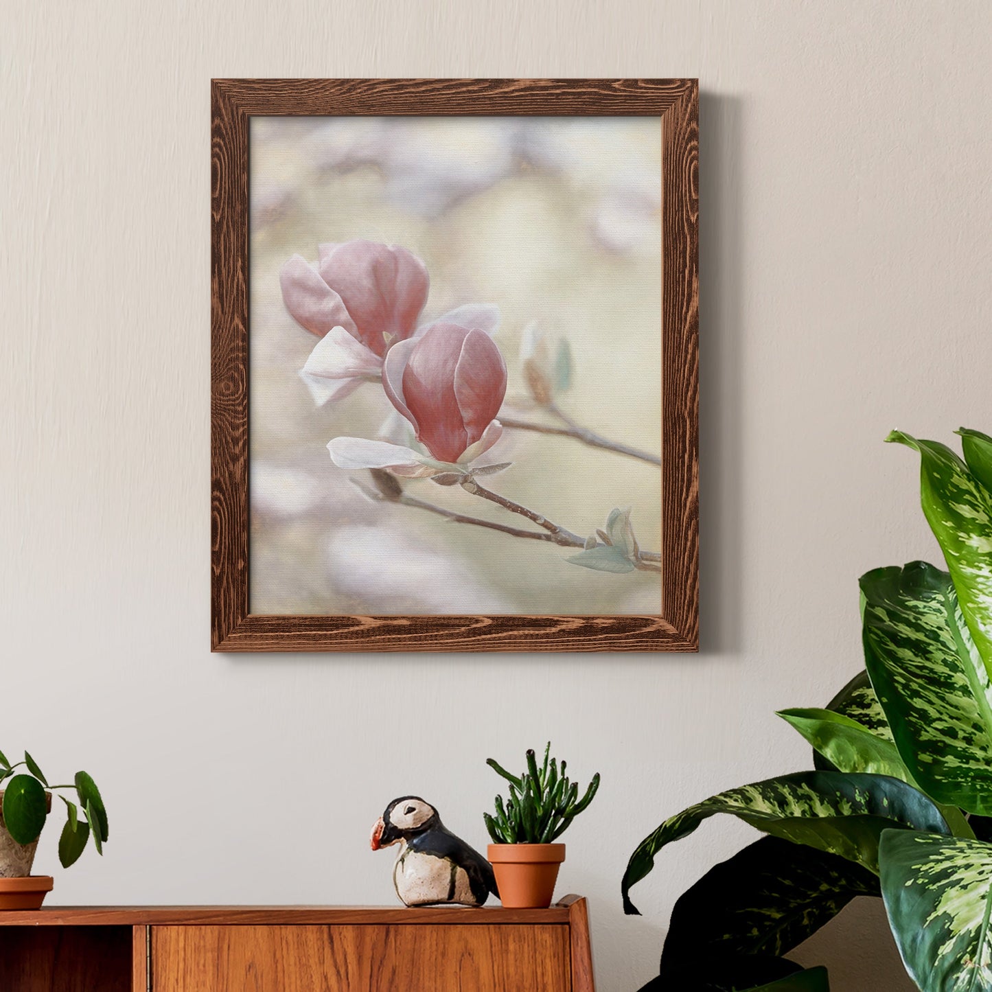 Blooming Hearts - Barnwood Framed Canvas Print