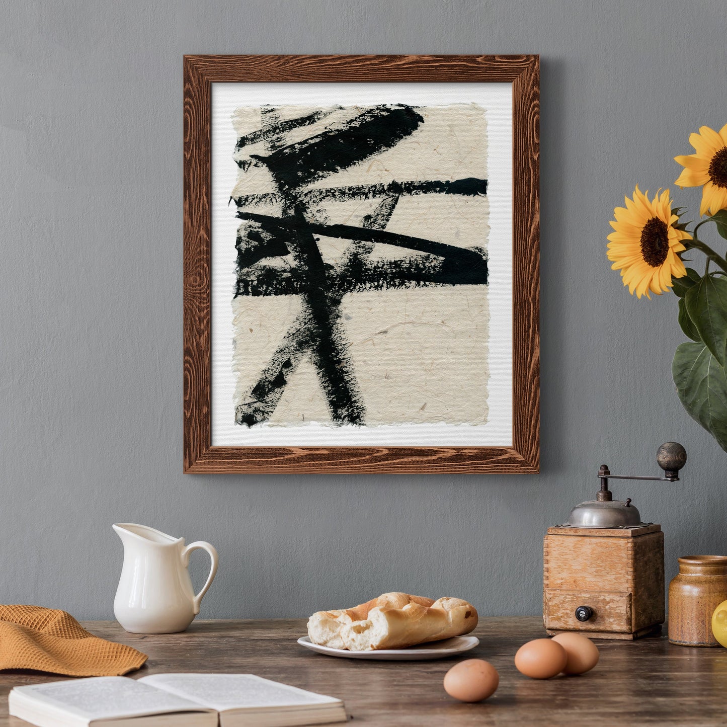 Lines Crossed III - Barnwood Framed Canvas Print