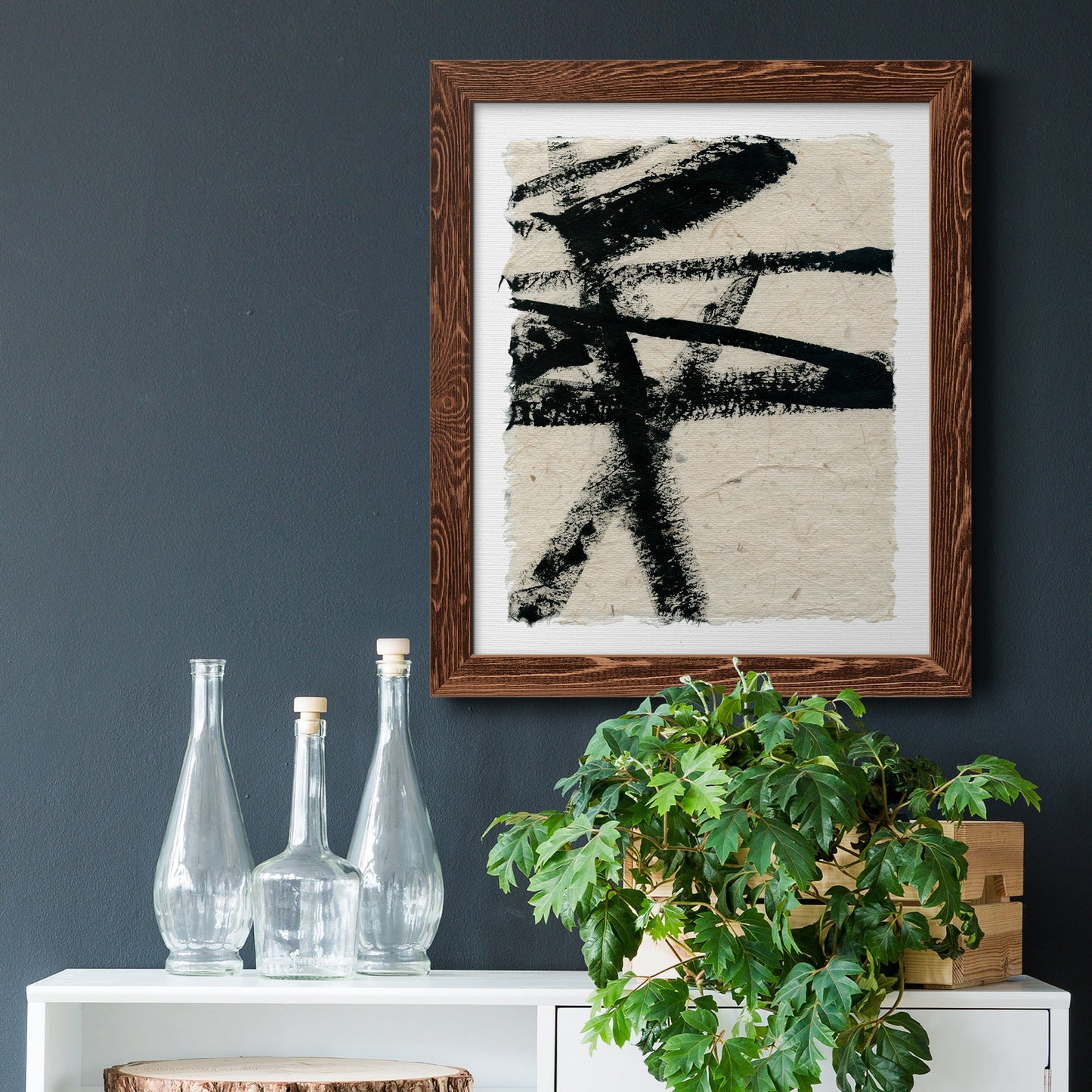 Lines Crossed III - Barnwood Framed Canvas Print