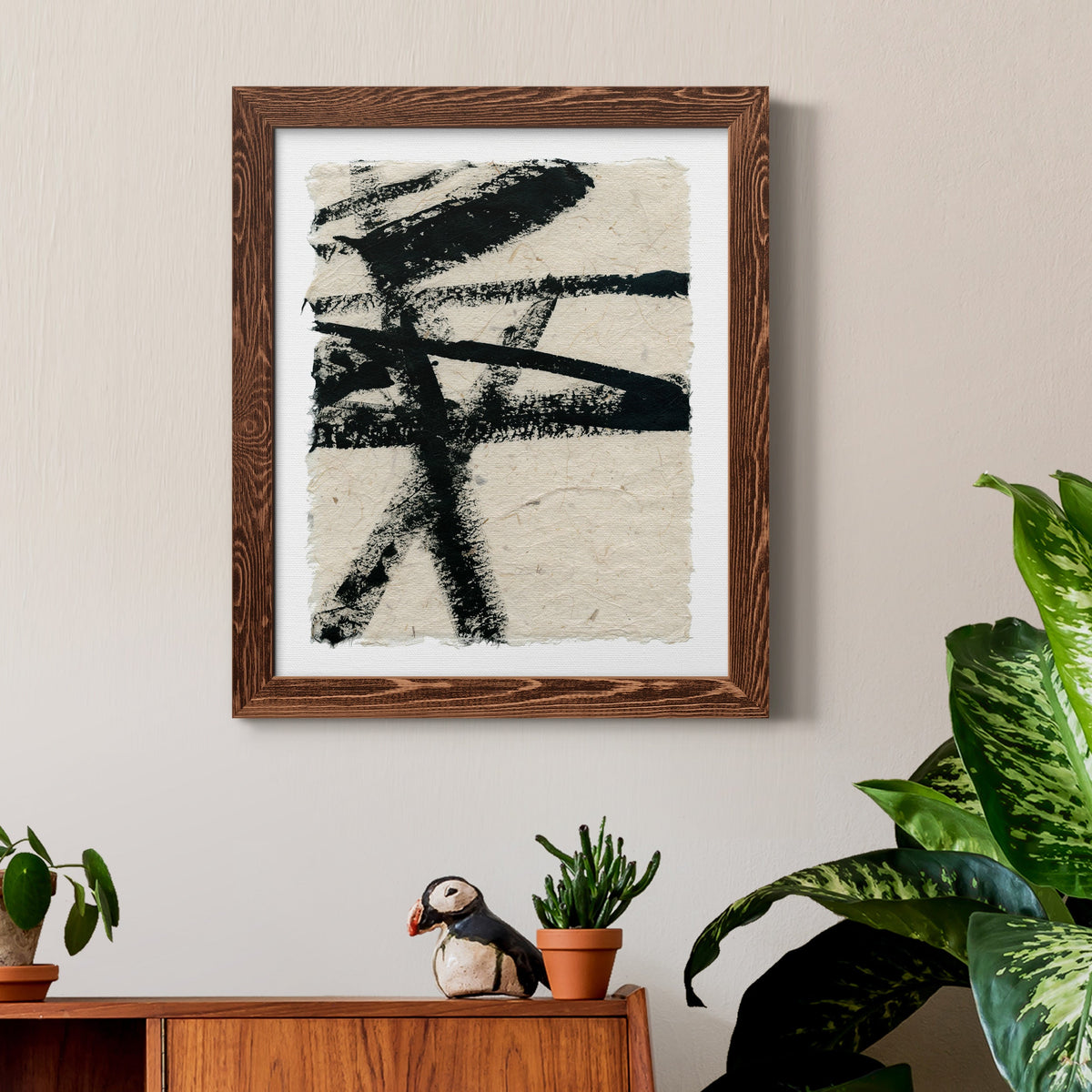 Lines Crossed III - Barnwood Framed Canvas Print