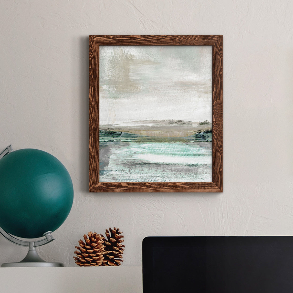 Summer Teal I - Barnwood Framed Canvas Print