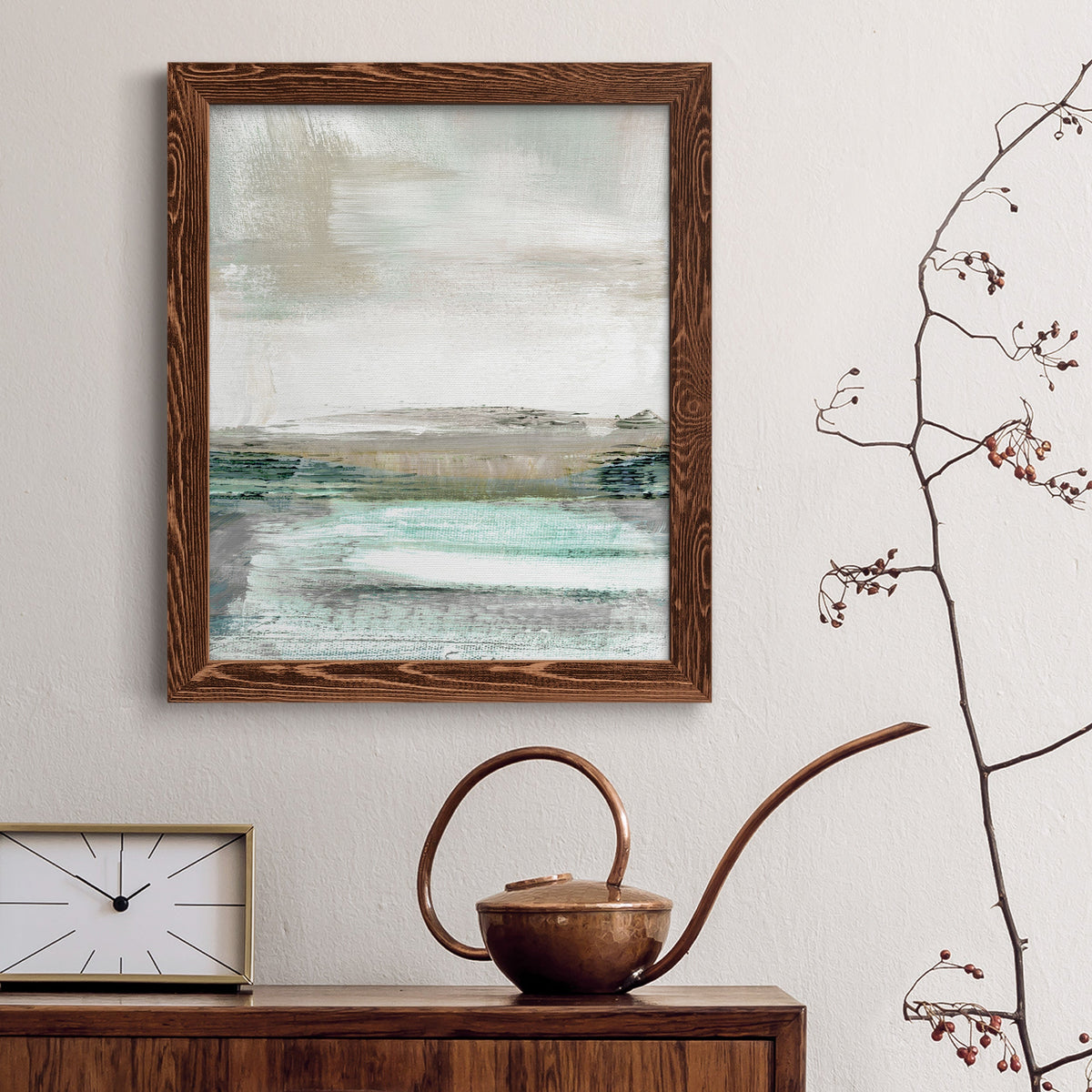 Summer Teal I - Barnwood Framed Canvas Print