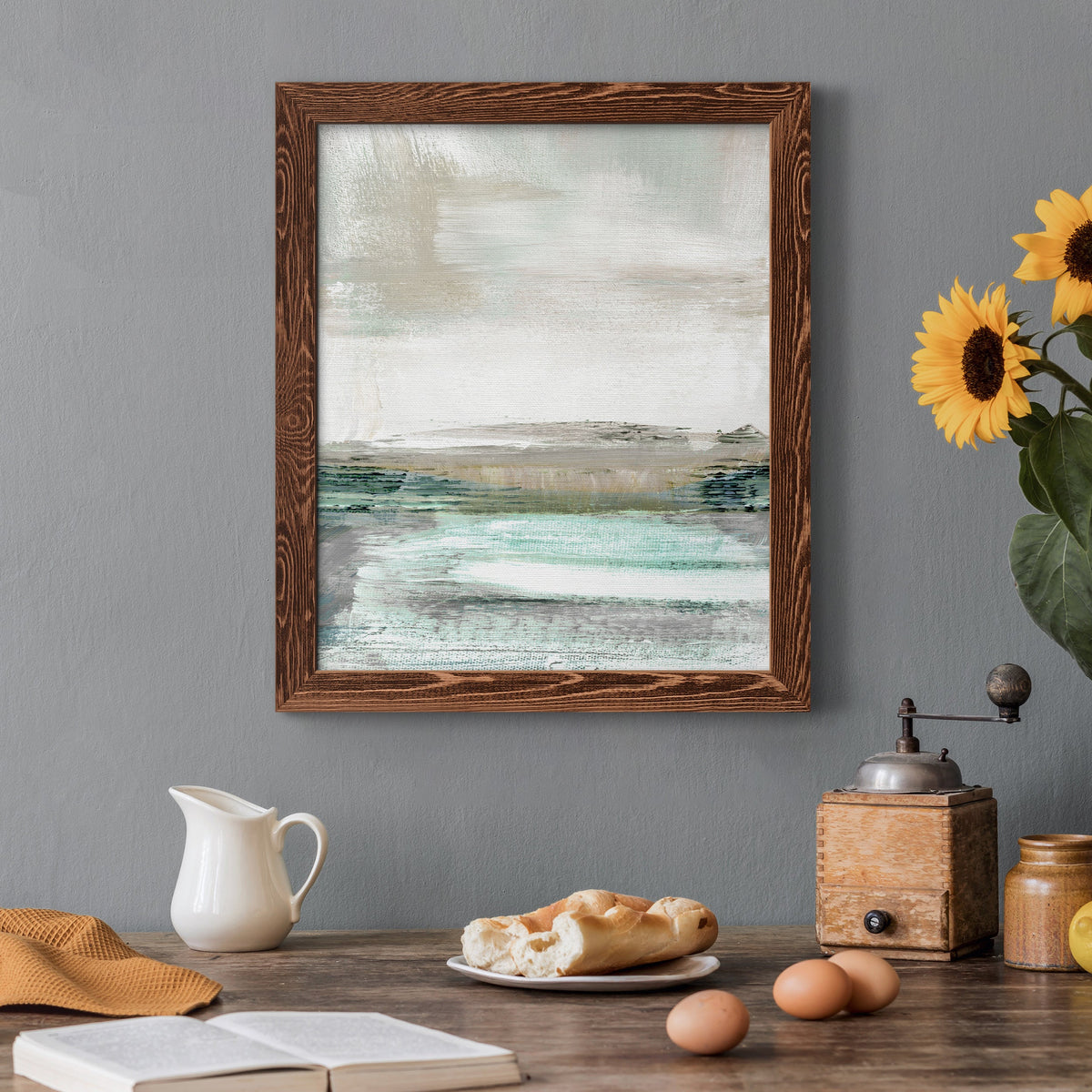 Summer Teal I - Barnwood Framed Canvas Print